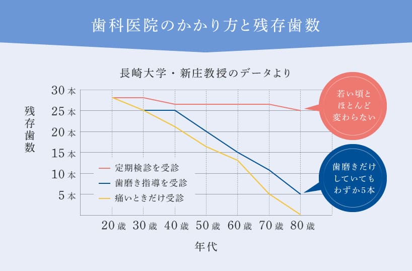 歯科医院のかかり方と残存歯数